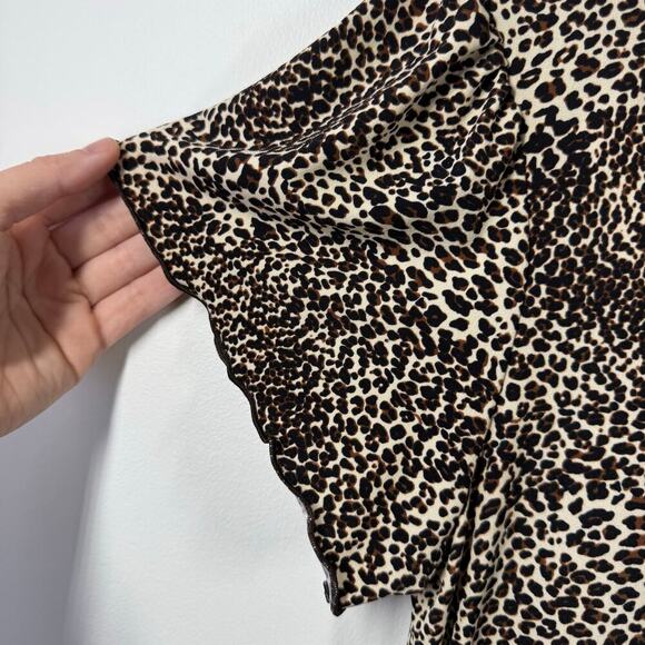 Susan Lawrence Blouse Women L Leopard Lace Babydoll Tie Y2K Bratz Spice Girl - Picture 7 of 9